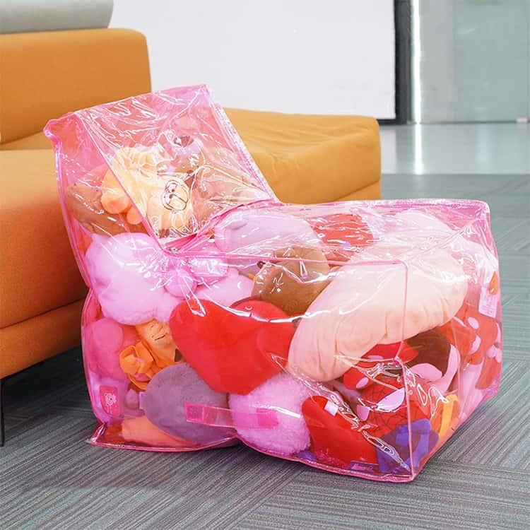 座れる 大容量 クリア L型 玩具収納 PVC 子供部屋 防塵 ぬいぐるみ