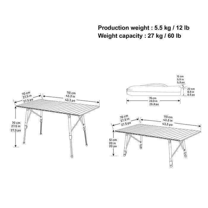 48時間以内発送 TIMBER RIDGE ティンバーリッジ ロールアップ キャンプテーブル アルミフレーム  折りたたみテーブル コストコ｜nexsusjapan｜03