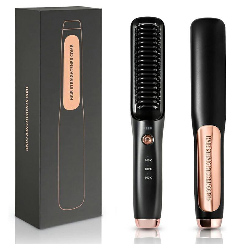 ヒートブラシ コードレス ストレート ヘアアイロン ブラシ型