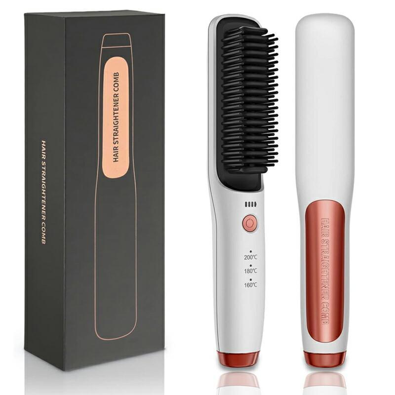 ヒートブラシ コードレス ストレート ヘアアイロン ブラシ型