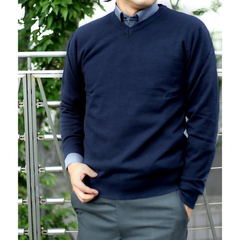 セーター メンズ Vネック ニット カシミアタッチ ビジネス