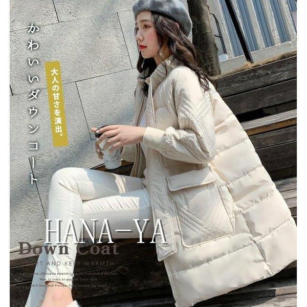 ダウンコート レディース フードなし 立ち襟 リボンタイ ロング a 