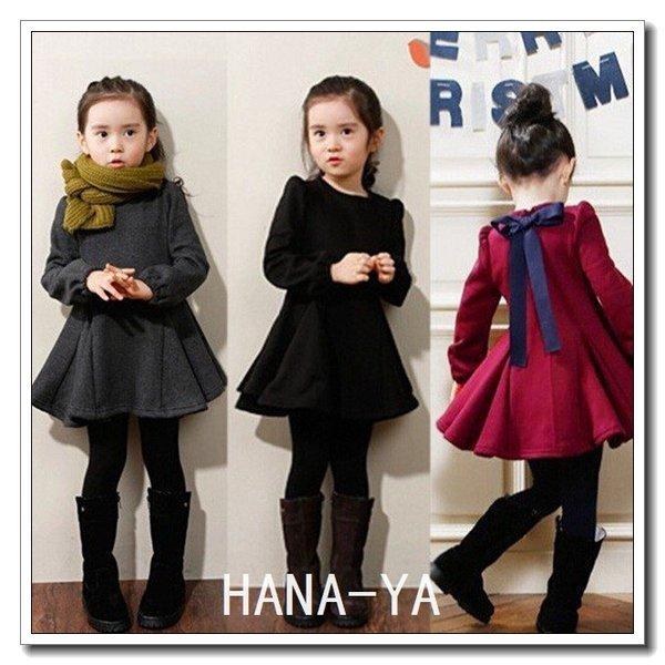 ワンピース 子供服 長袖 女の子 人気 韓国風 リボン付き 裏起毛 キッズ 冬 フリルワンピース秋 発表会 ジュニア パーティー 七五三 フォーマル結婚式