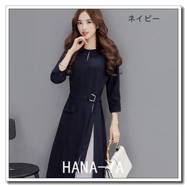 レディース ワンピース プリーツワンピース 春秋 新作 七分袖 大人 エレガント フォーマル Uネック S M 25 Off L おしゃれ 30代 Xl 3xl 40代 2xl