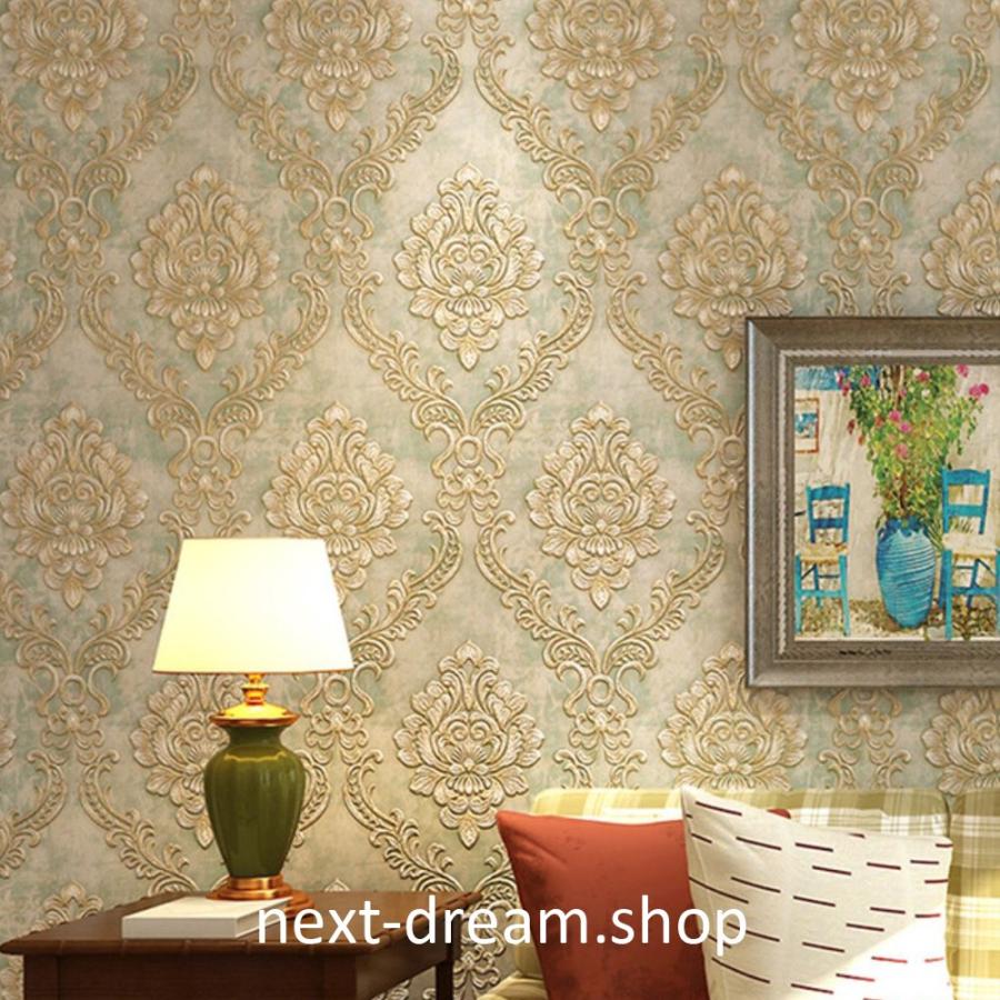 素晴らしい価格高評価 ３d 壁紙 53 1000cm レトロ ダマスク柄 Diy 不織布 カビ対策 防湿 防水 吸音 インテリア 寝室 リビング H お買得