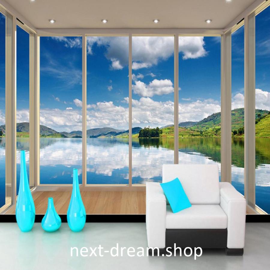 ３d 壁紙 1ピース 1m2 自然風景 窓 バルコニーからの景色 湖 山 インテリア 装飾 寝室 リビング H H Next Dream Shop 通販 Yahoo ショッピング
