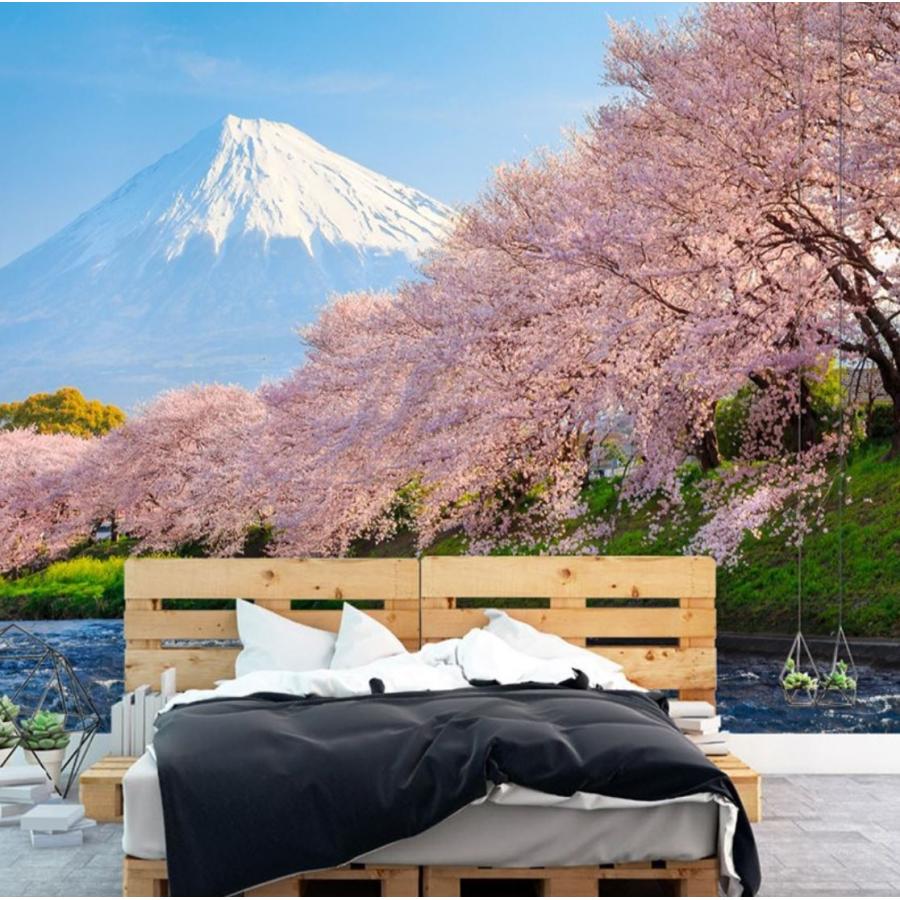 ３d 壁紙 1ピース 1m2 自然風景 桜の景色 富士山 和風 インテリア 装飾 寝室 リビング H H Next Dream Shop 通販 Yahoo ショッピング