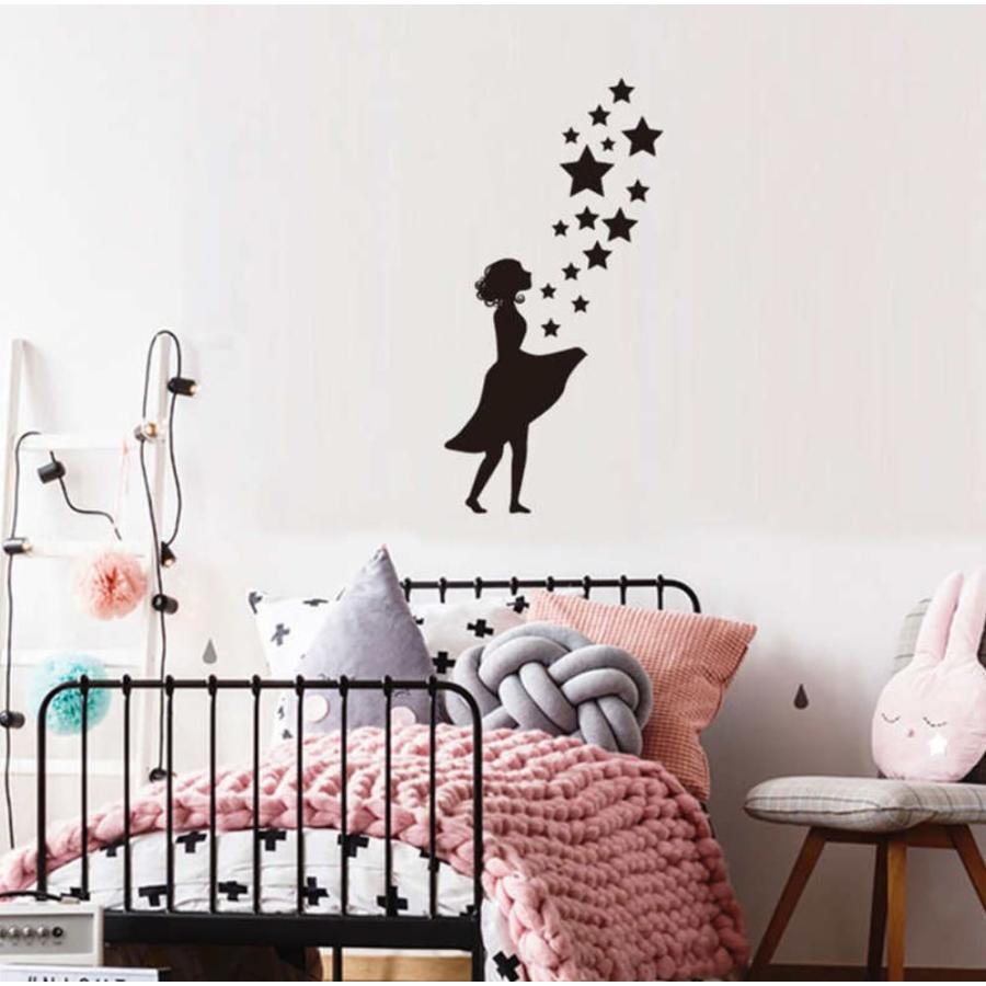 ウォールステッカー 壁紙 Diy 部屋 シール 寝室 リビング インテリア 38 42cm シルエット メルヘン 女の子 星 M M Next Dream Shop 通販 Yahoo ショッピング