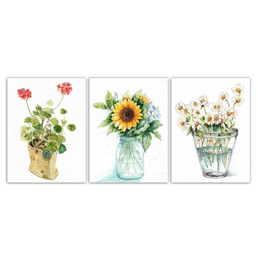 お洒落な壁掛けアートパネル 枠付き３点セット 各15 cm ひまわり 花 北欧 水彩 ポスター 絵画 ファブリックパネル M M Next Dream Shop 通販 Yahoo ショッピング