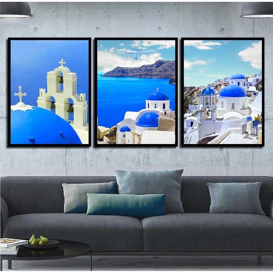 お洒落な壁掛けアートパネル 枠付き３点セット 各15 cm エーゲ海 サントリーニ島 ポスター 絵画 ファブリックパネル M M Next Dream Shop 通販 Yahoo ショッピング