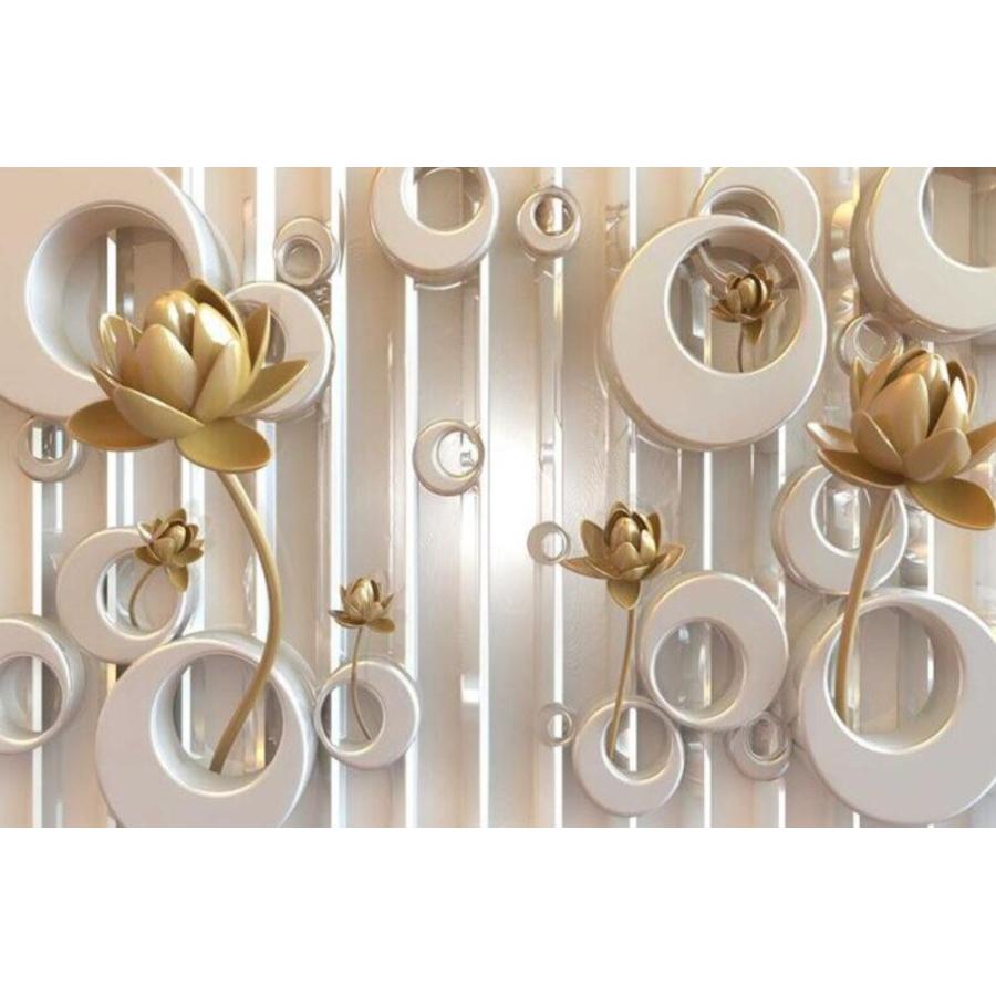 カスタム３d壁紙 1ピース 1m2 立体アートデザイン 蓮子 花 ゴールド キッチン 寝室 リビング クロス張替 M M Next Dream Shop 通販 Yahoo ショッピング