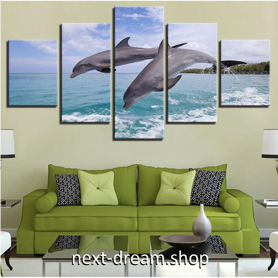 お洒落な壁掛けアートパネル 枠付き５点セット ２頭のイルカ 海 自然景色 ファブリックパネル インテリア M M Next Dream Shop 通販 Yahoo ショッピング