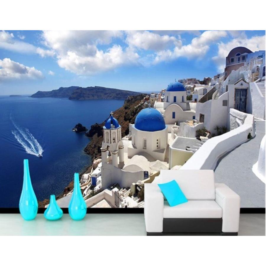 カスタム３d壁紙 1ピース 1m2 エーゲ海 海 ギリシャ 白い建物 キッズルーム リビング お店 クロス張替 M M Next Dream Shop 通販 Yahoo ショッピング