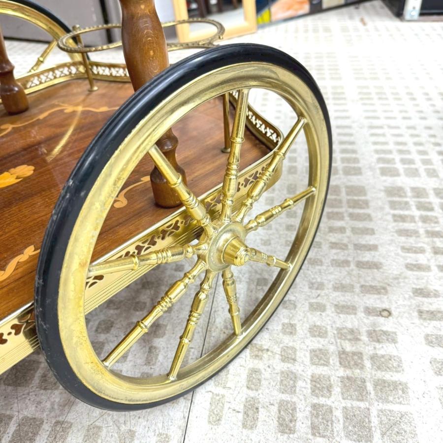 象嵌細工 サービスワゴン バタフライ式 キッチンワゴン イタリア製