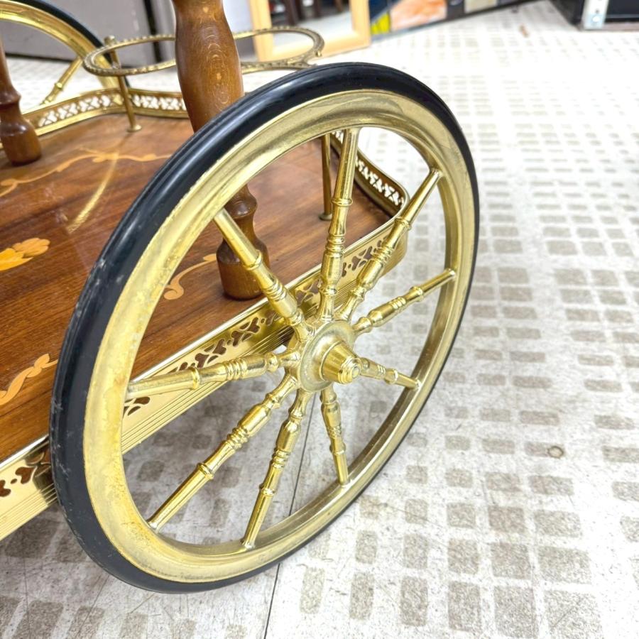 象嵌細工 サービスワゴン バタフライ式 キッチンワゴン イタリア製