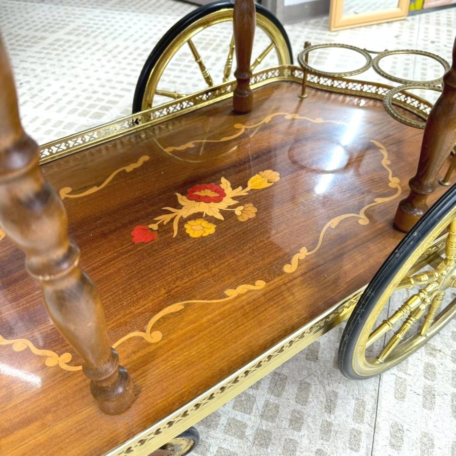 象嵌細工 サービスワゴン バタフライ式 キッチンワゴン イタリア製