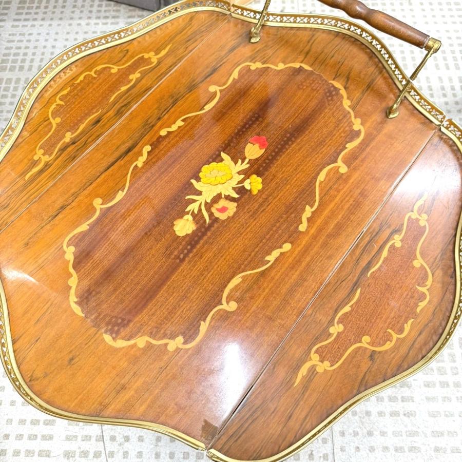 象嵌細工 サービスワゴン バタフライ式 キッチンワゴン イタリア製