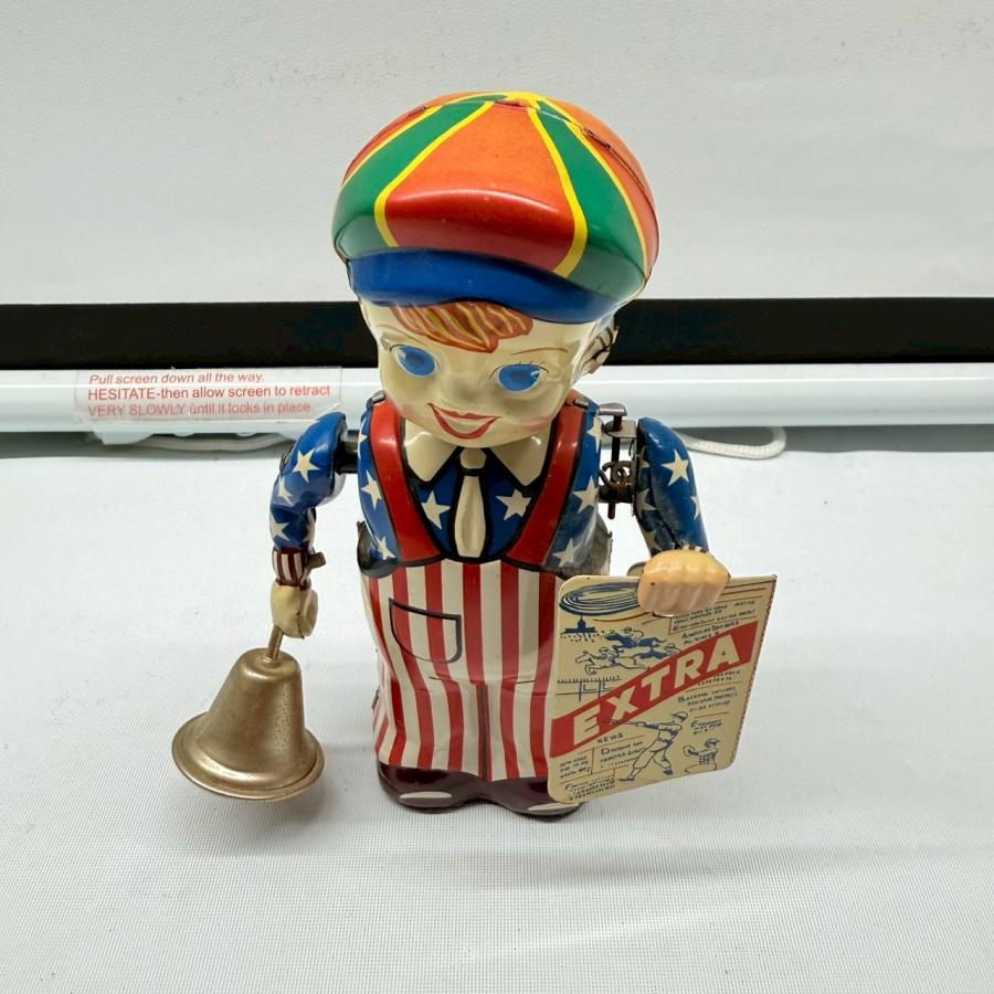 【美品】　アンティーク　ブリキおもちゃ　ニュースボーイ ブリキ おもちゃ ニュースボーイ ゼンマイ式 昭和レトロ/CP