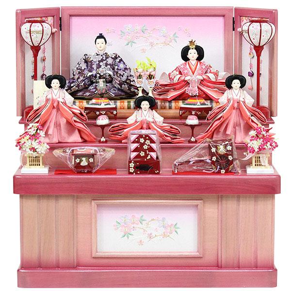 名入れ無料 安い おしゃれ コンパクト 雛人形 高級 5人飾り パールピンク収納三段飾り 671s22 桜刺繍台屏風 五人飾り 収納三段飾り 衣裳着人形 ひな人形 雛人形 展示現品 モダン かわいい 雛人形 Scholarsqatar Com
