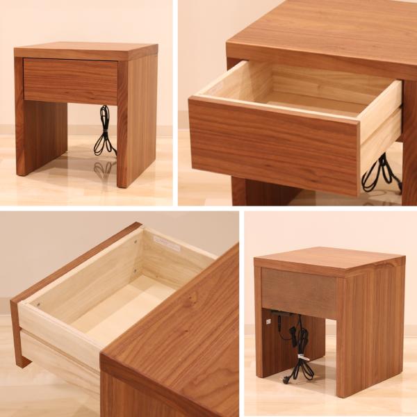カリモク 木製 ナイトテーブル サイドテーブル 引き出し2段 電源 収納棚付 カリモク家具（KARIMOKU FURNITURE） 特典付◇カリモク AU8210 ナイト