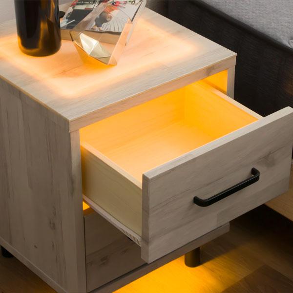 ナイトテーブル サイドテーブル 木目調 ライトアップ LEDライト