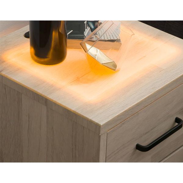 ナイトテーブル サイドテーブル 木目調 ライトアップ LEDライト