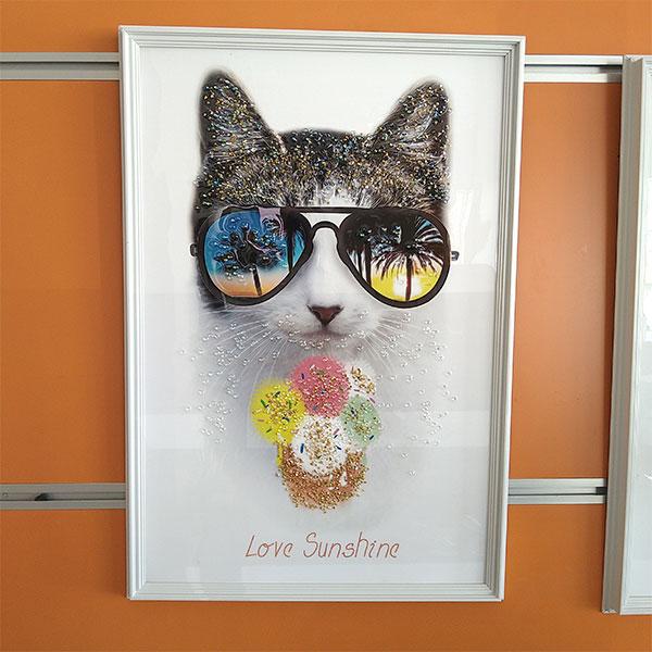 2022モデル アートフレーム ワイルドキティ 猫 絵画 クリスタル