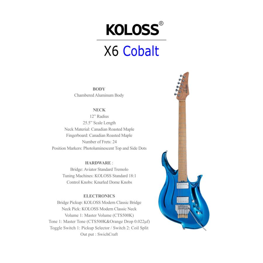 大きな取引 KOLOSS X6 COBALT 次世代型アルミギター　日本上陸 エレキギター