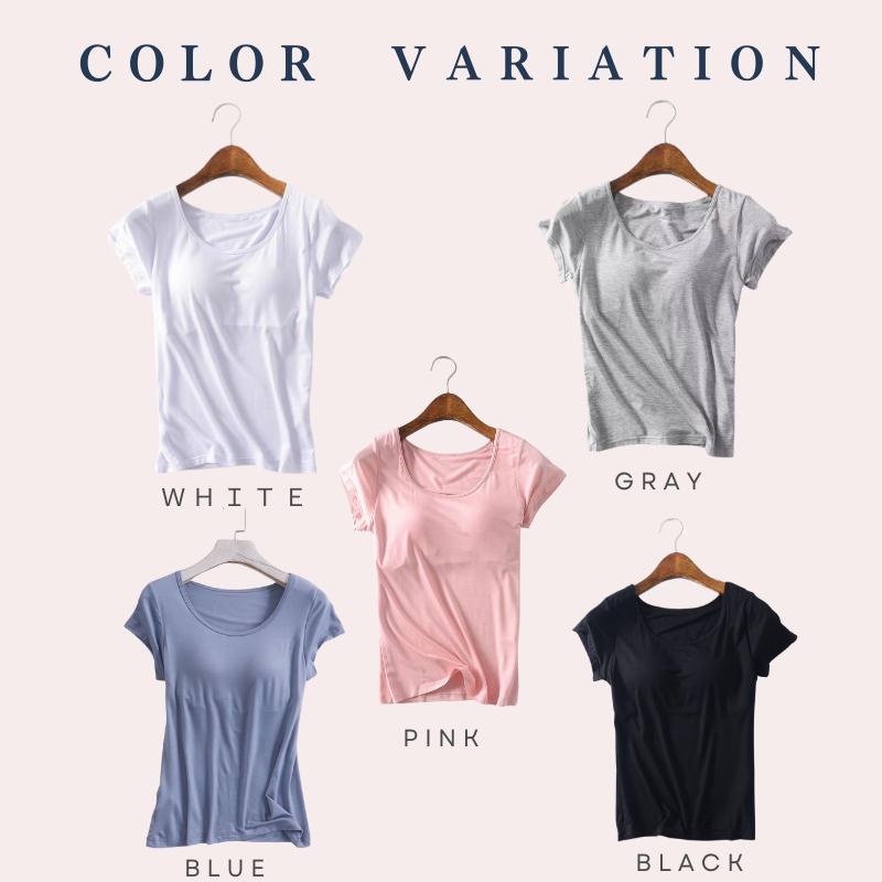 カップ付き 半袖 Tシャツ トップス レディース 大きいサイズ インナー 下着 ブラトップ 無地 速乾 ストレッチ 伸縮性 通気性 締め付けない |  | 14