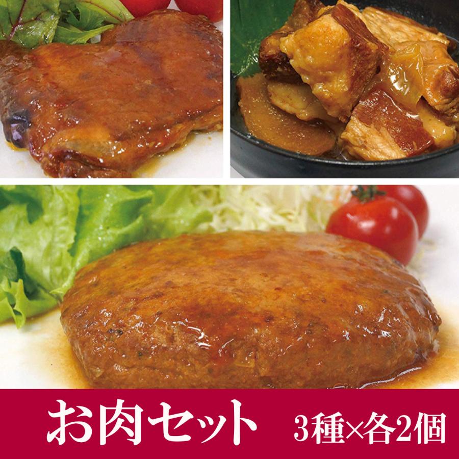 常温保存 レトルト お肉おかず ３種×各２個 内野家 uchipac 惣菜 無添加 国産 非常食 防災食 爆買 | 