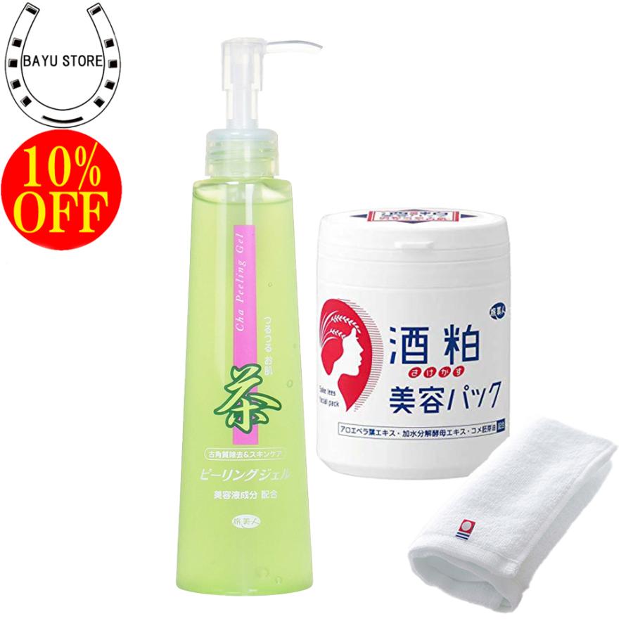 アズマ商事 茶ピーリングジェル 酒粕パック セット 今治タオル付 10 Off 旅美人 ピーリングジェル 美白パック 送料無料 Bayu Store 通販 Yahoo ショッピング