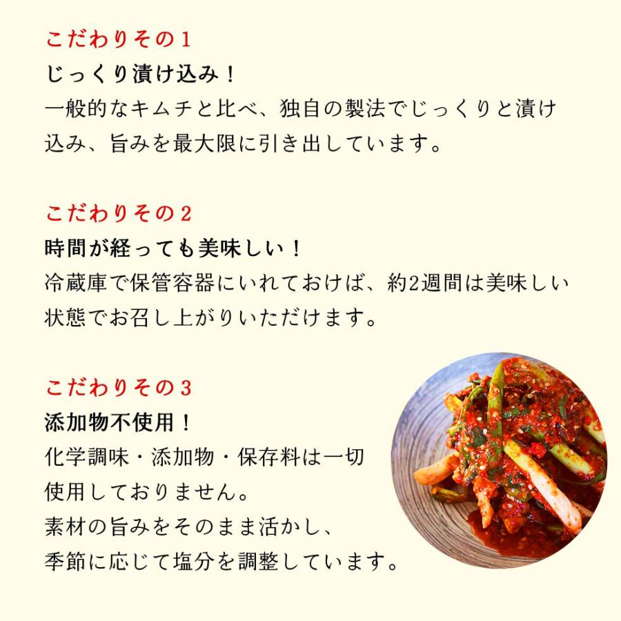 国産キムチ ネギキムチ 300g 自家製キムチ パキムチ 無添加 韓国食品 爆買 |  | 03