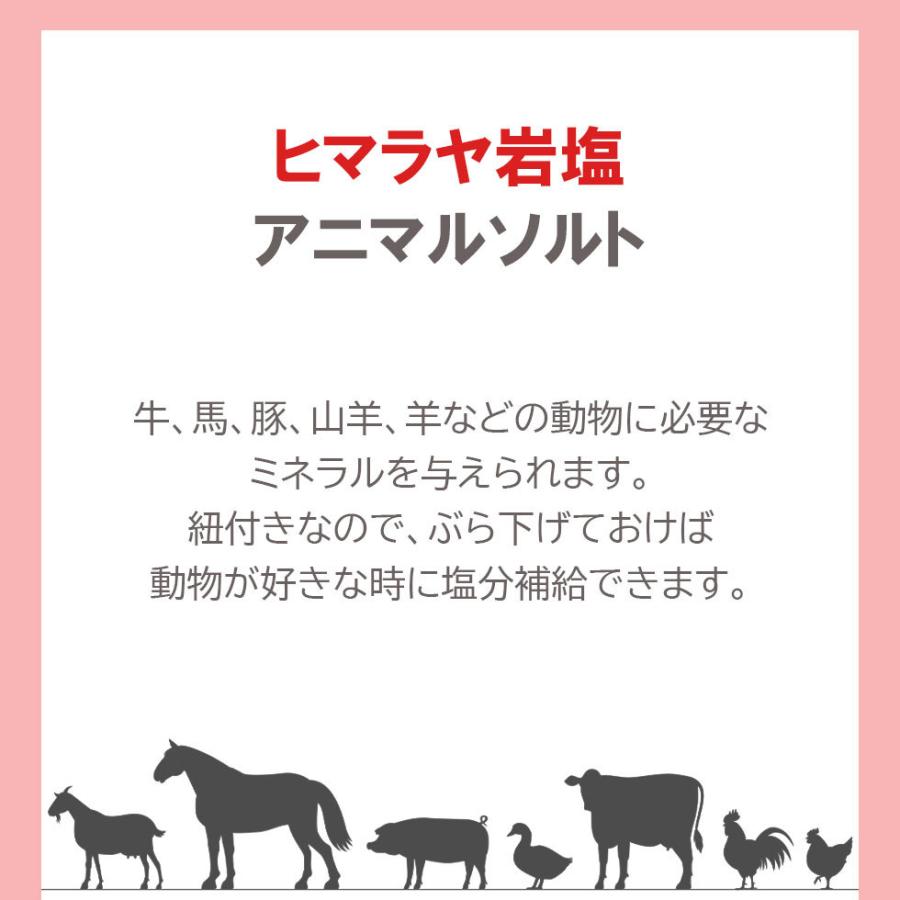 アニマルソルト ヒマラヤ岩塩 ピンクソルト 2kg-4kg 家畜用 塩分補給 紐 ロープ付き 塩 ヤギ 牛 爆買 |  | 01