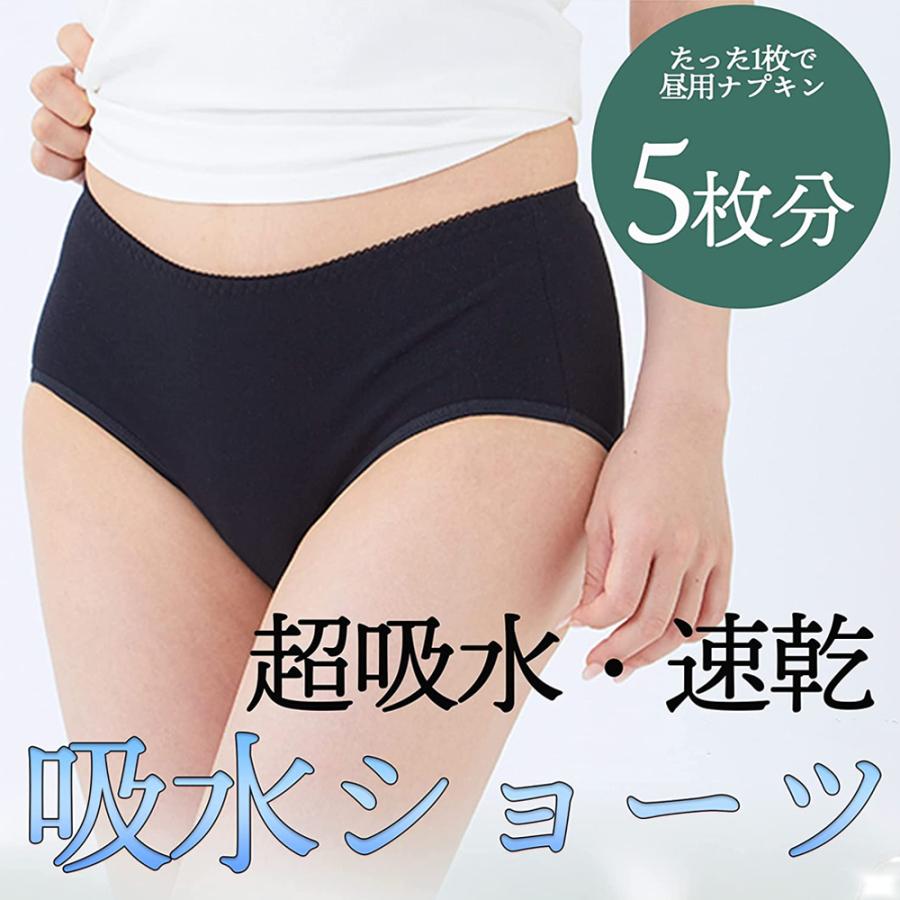 サニタリーショーツ Lサイズ 吸水パンツ レディース ブラック 黒 9層構造(ナプキン5枚分の吸収) メッシュ素材 ノンケミカル サスティナブル 生理 おりもの 爆買 |  | 01