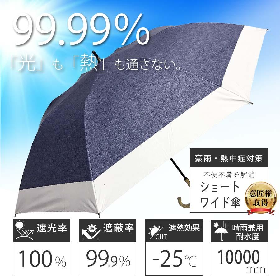日傘 晴雨兼用傘 ギフト 遮熱 100% 完全遮光 スギタ ショートワイド傘 ダンガリー風切り継ぎプリント 99％ UVカット 爆買 |  | 01