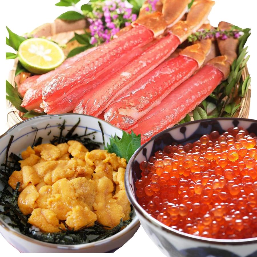 ズワイガニ うに いくら 3種 海鮮 高級 セット かに 500g(特大8-10本入
