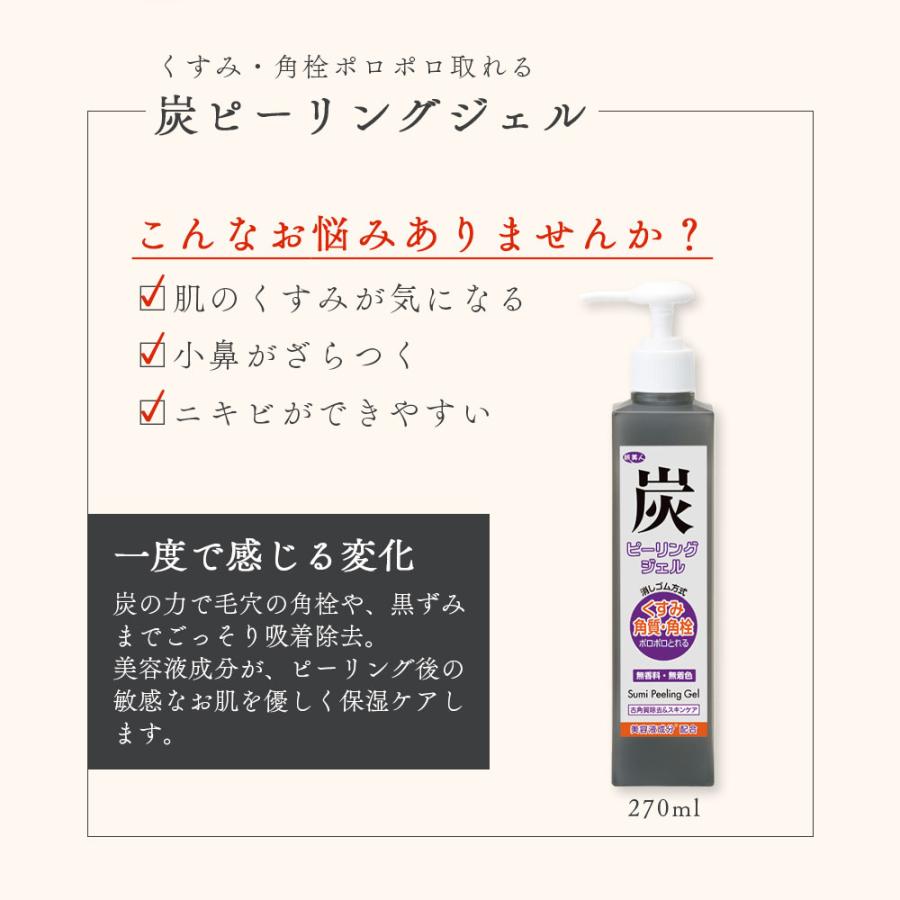 ラッピング付き ピーリングジェル アズマ商事 炭ピーリングジェル 270g ピーリング 角質ケア 毛穴ケア 旅美人 10%OFF 今治タオル付 爆買 |  | 04