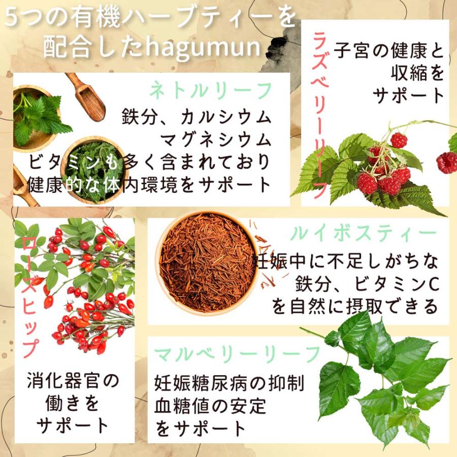 有機認証 ハーブティー hagumun (ハグムン) 妊娠中期 から 妊娠後期 の お母さん を サポート 1.5g×30包  オーガニック 有機茶 ルイボス 爆買 |  | 02
