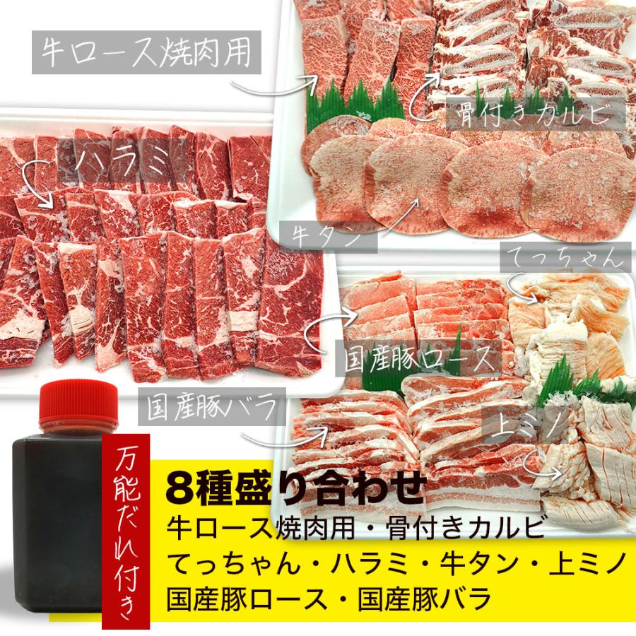 お肉 盛り合わせ 8種 約1,850g ( 4-5人前 ) 大容量セット ｜お肉専門店仕入れ｜ 万能タレ付き カルビ テッチャン ハラミ 盛り 合わせ 焼肉セット 爆買 |  | 08