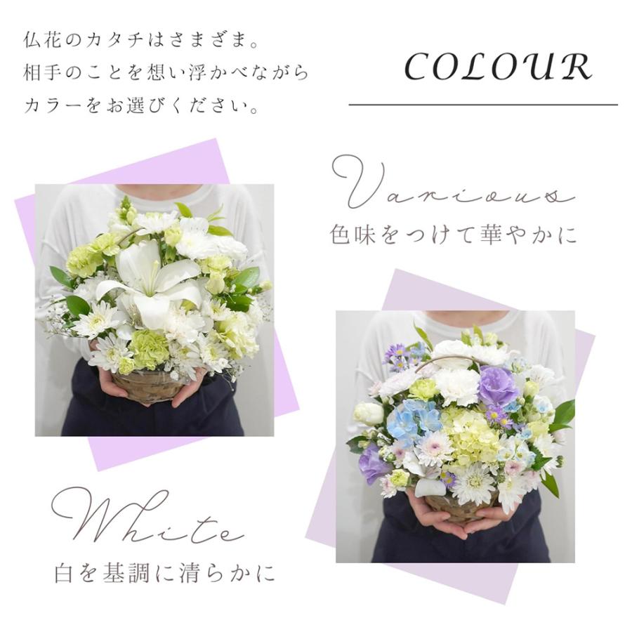 選べるカラー お供えフラワー アレンジメント 生花 Lサイズ お任せ 生花 お悔やみ 仏壇 お盆 お彼岸 命日 仏花 供花 四十九日 弔花 |  | 04