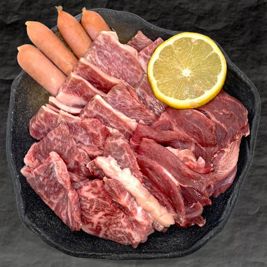 焼肉セット 国産牛 3種 食べ比べ 500g (約2-3人前) 焼肉 牛カルビ ミスジ 牛もも ウインナー 盛り合わせ BBQ キャンプ 爆買 | 