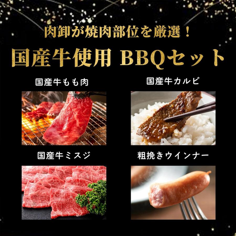 焼肉セット 国産牛 3種 食べ比べ 500g (約2-3人前) 焼肉 牛カルビ ミスジ 牛もも ウインナー 盛り合わせ BBQ キャンプ 爆買 |  | 06