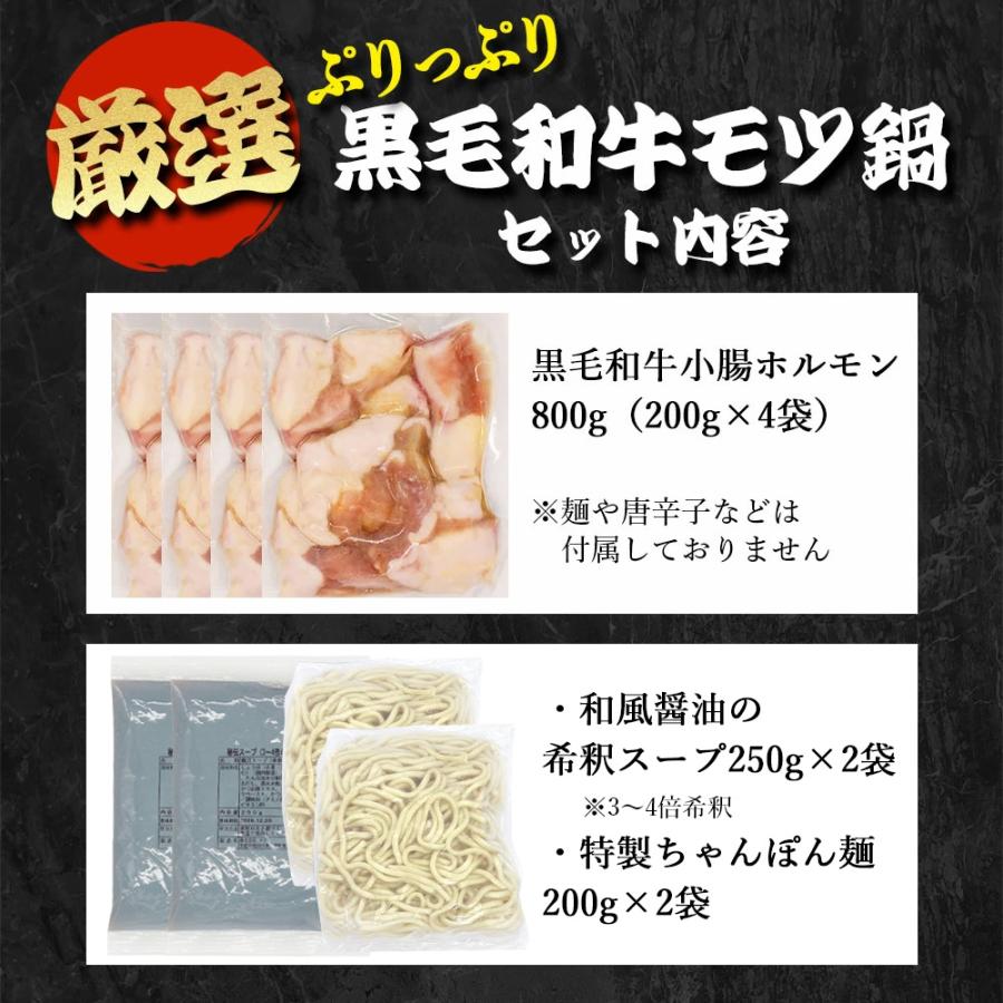 博多名物 国産 黒毛和牛 もつ鍋セット 麺付き 4〜5人前 大容量 ホルモン 小腸200g×4袋 スープ250g×2袋  麺200g×2袋 鍋セット 肉の日 爆買 |  | 04