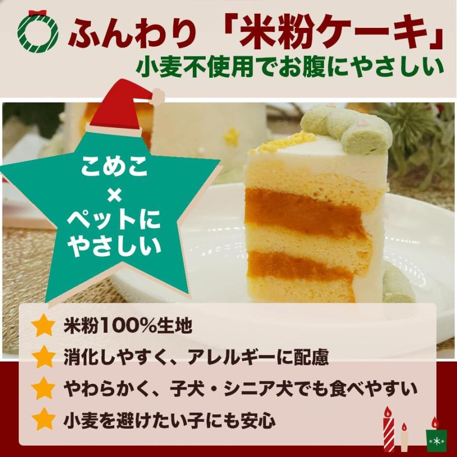 犬用 無添加 クリスマスケーキ 3号サイズ 直径9cm 米粉 100% ケーキ ほうれん草 ペット用 小麦不使用 無添加ケーキ 冷凍ケーキ |  | 02