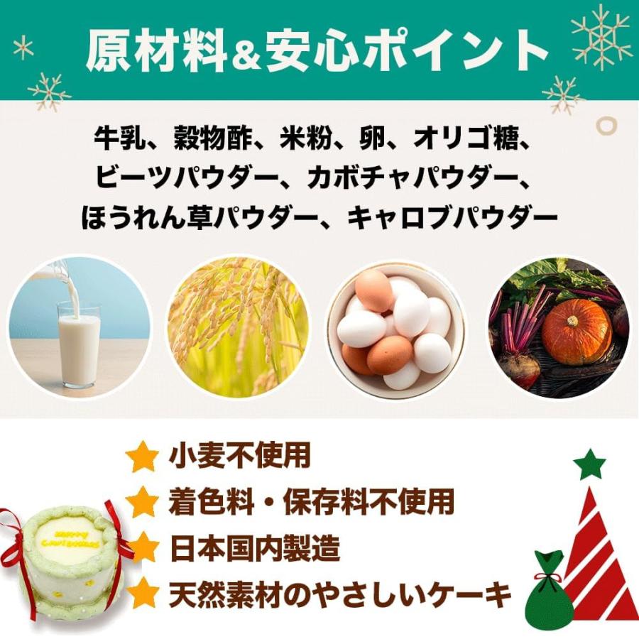 犬用 無添加 クリスマスケーキ 3号サイズ 直径9cm 米粉 100% ケーキ ほうれん草 ペット用 小麦不使用 無添加ケーキ 冷凍ケーキ |  | 06