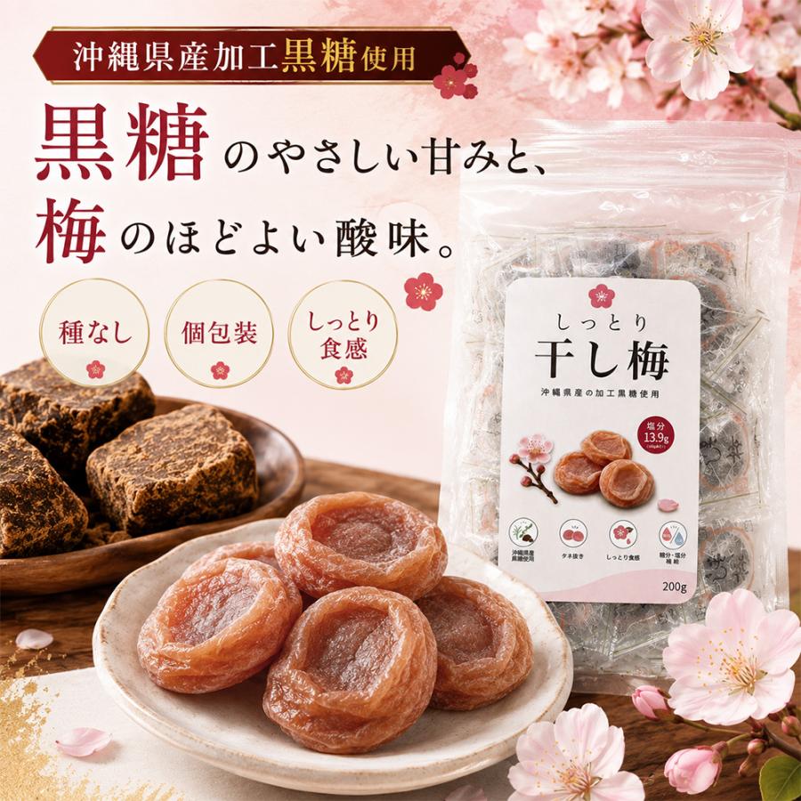干し梅 個包装 沖縄県産 加工 黒糖使用 種なし おやつ 種なし お茶請け 間食 塩分 糖分 補給 熱中症対策 |  | 01