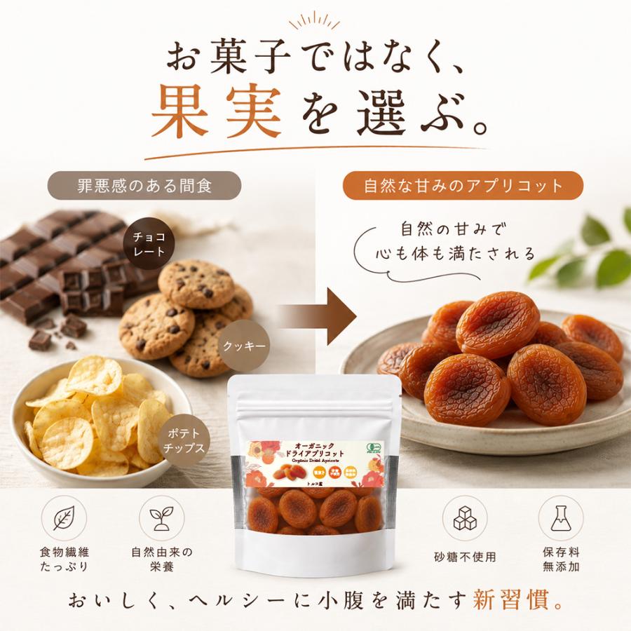有機 ドライアプリコット オーガニック 100g 有機JAS認証 種抜き 砂糖不使用 保存料不使用 ドライフルーツ トルコ産 ヘルシーおやつ 鉄分 カリウム 豊富 低脂質 |  | 01
