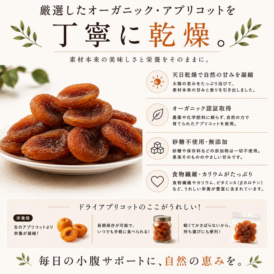有機 ドライアプリコット オーガニック 100g 有機JAS認証 種抜き 砂糖不使用 保存料不使用 ドライフルーツ トルコ産 ヘルシーおやつ 鉄分 カリウム 豊富 低脂質 |  | 06
