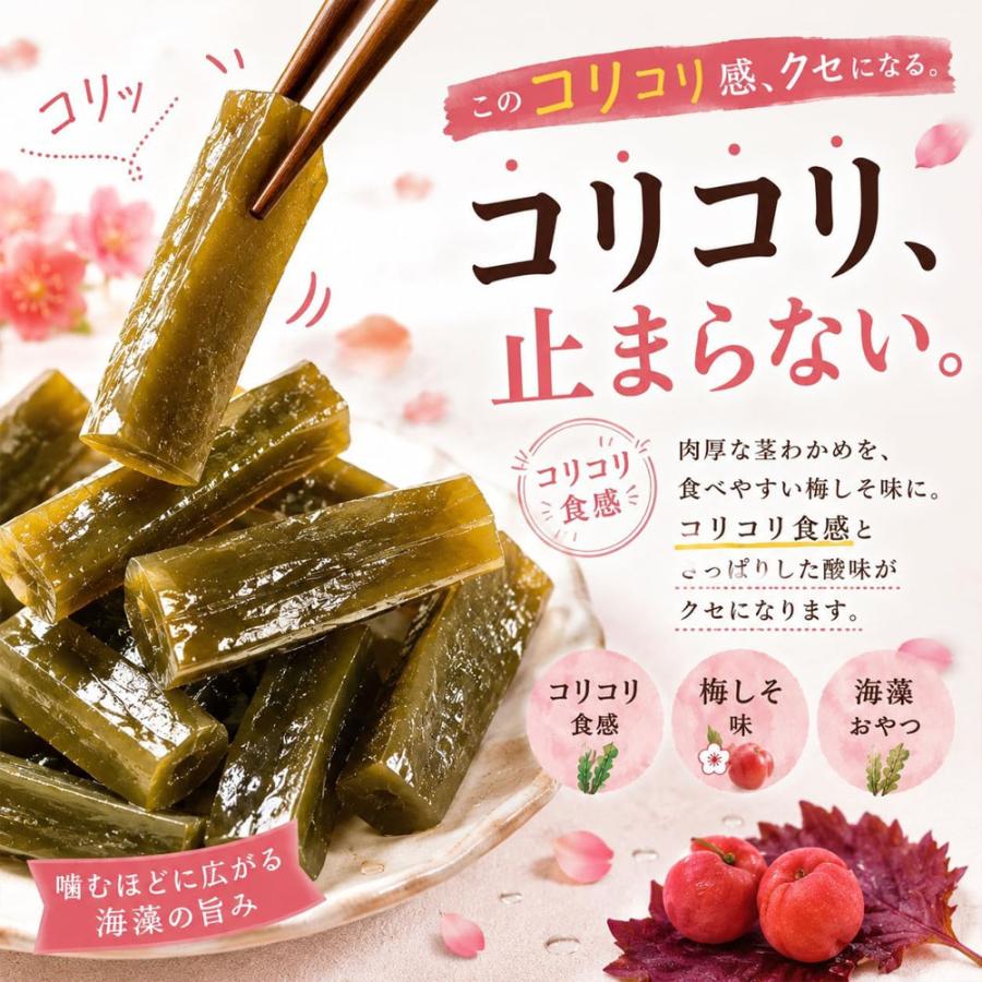 梅茎わかめ 500g 大容量 個包装 わかめ 梅しそ味 おつまみ 駄菓子 塩分補給 ヘルシー スナック 間食 |  | 03