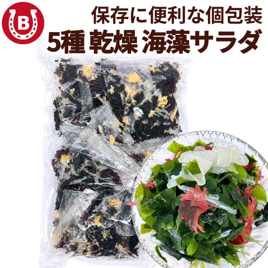 乾燥海藻サラダ 5g×40包 個包装 水で戻すだけ 5種の具材 わかめ 赤つのまた 糸寒天 白きくらげ 青つのまた サラダの具 トッピング | 
